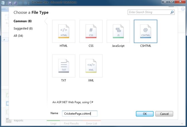 Creating Cshtml File